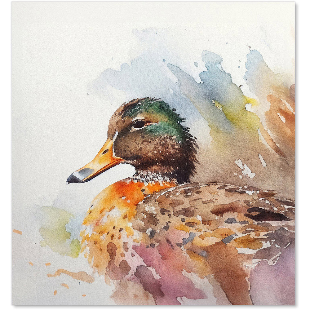 Warren Reed Designer Mallard Watercolour Glass Kitchen Splashback 75 x 70cm Image 2