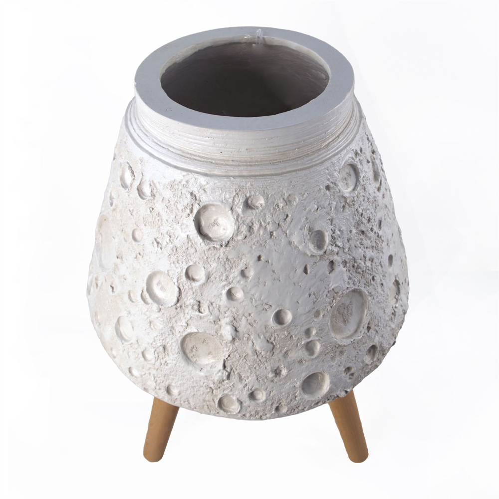 Leaf Lunar White Fibreglass Composite Indoor Planter with Legs 62 x 40cm Image 4