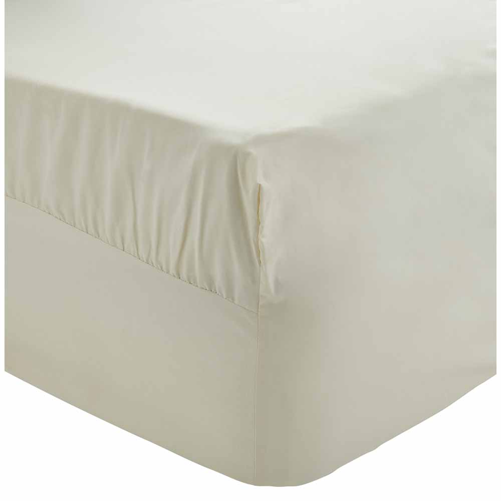 Wilko 100% Cotton Cream Single Fitted Sheet Image 1