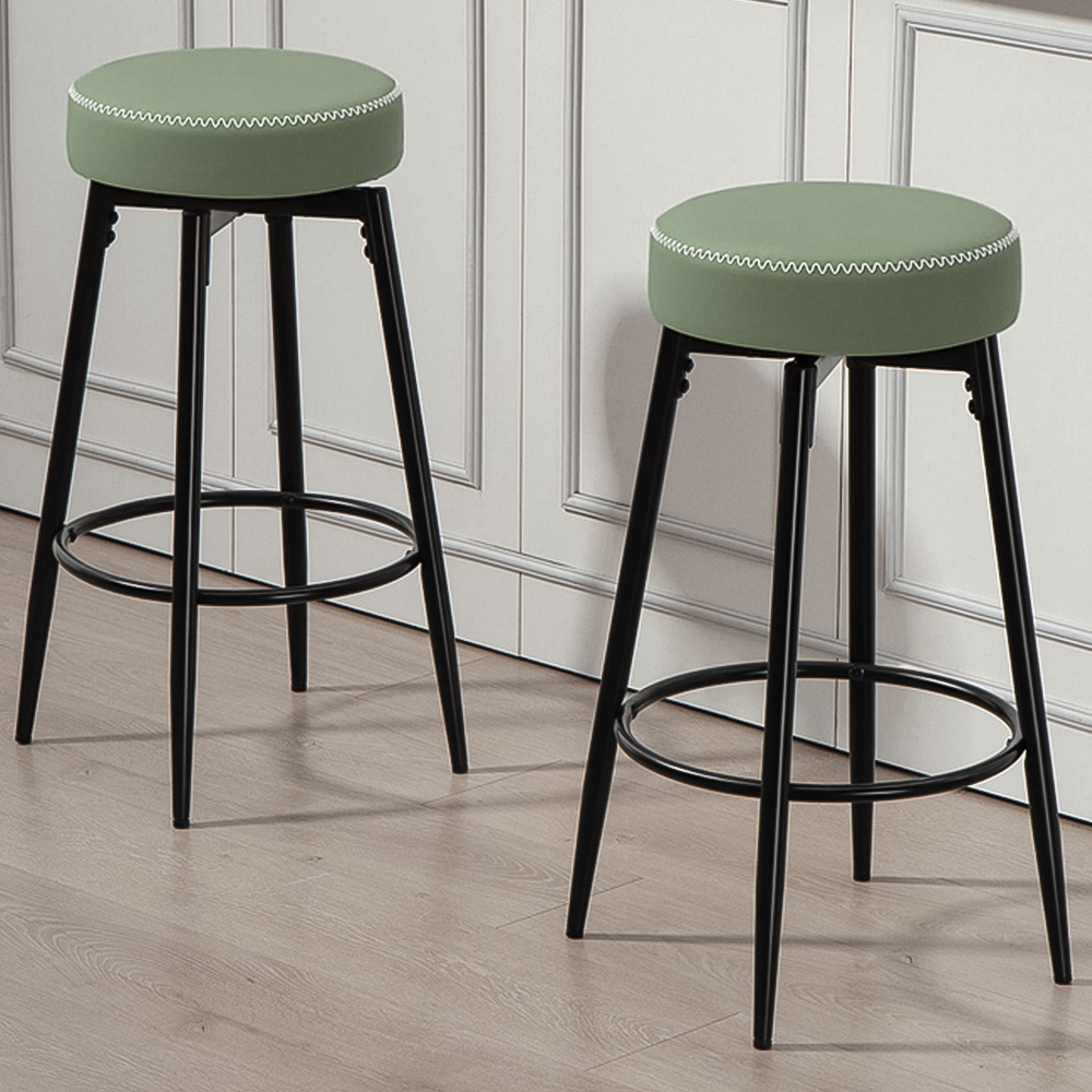 HOMCOM PU Leather Swivel Bar Stool with Footrest Set of 2 Image 1
