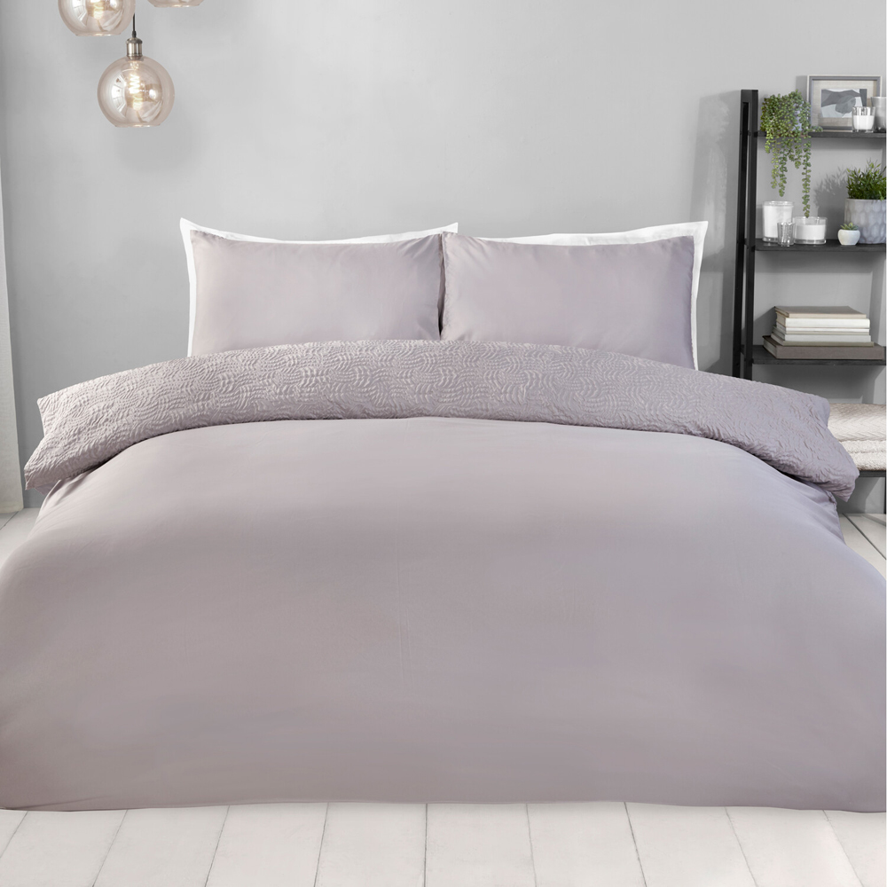 Halcyon Embossed Duvet Set Grey Single Image 2