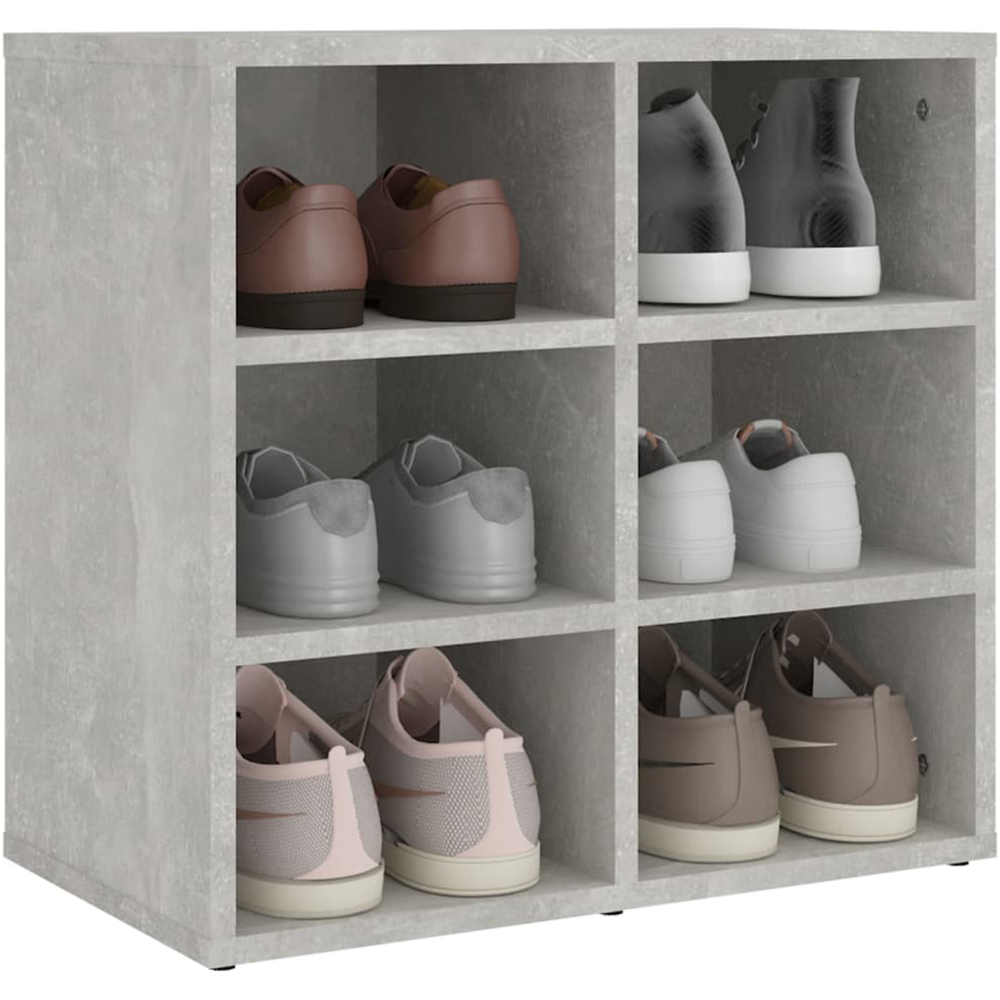 vidaXL 6 Open Shelf Concrete Grey Shoe Storage Cabinet Image 3