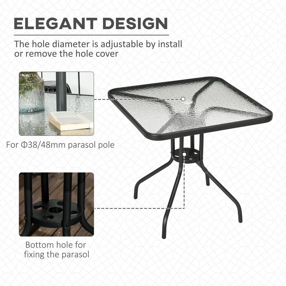 Outsunny 2 Seater Square Garden Dining Table with Umbrella Hole Image 4