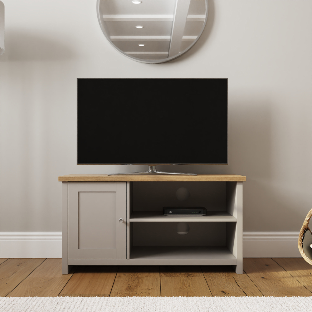 GFW Lancaster Single Door 2 Shelf Grey Small TV Cabinet Image 7