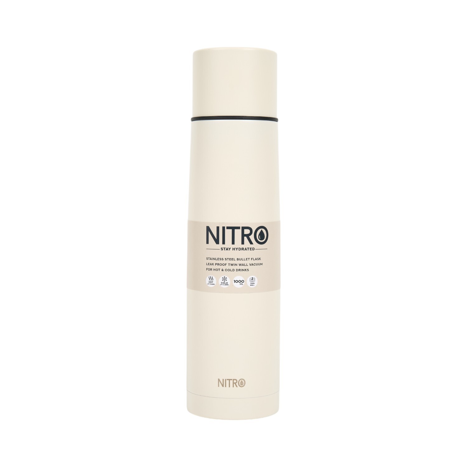 Nitro Stainless Steel Bullet Flask Cream Image 2