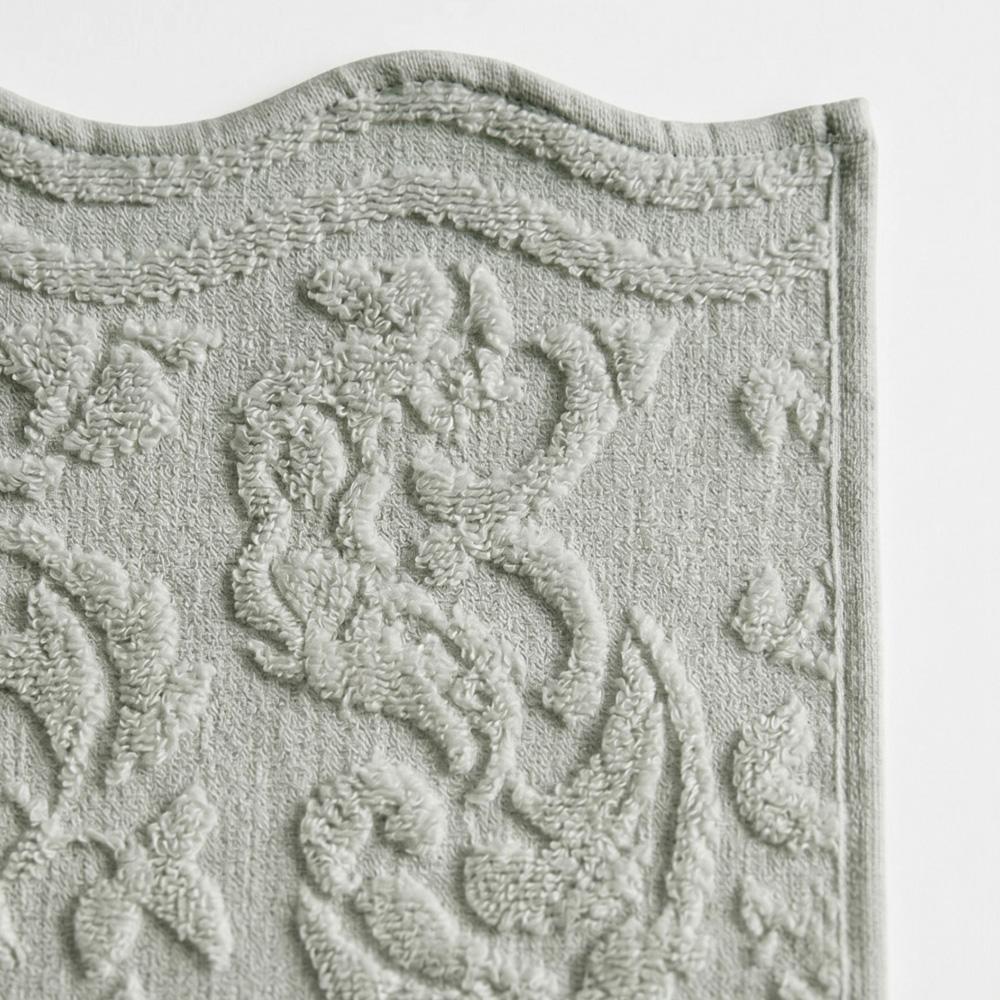 Allure Bath Fashions Gracie Sage Green Floral Jacquard Scalloped Bath Sheet 100 x 150cm Image 5