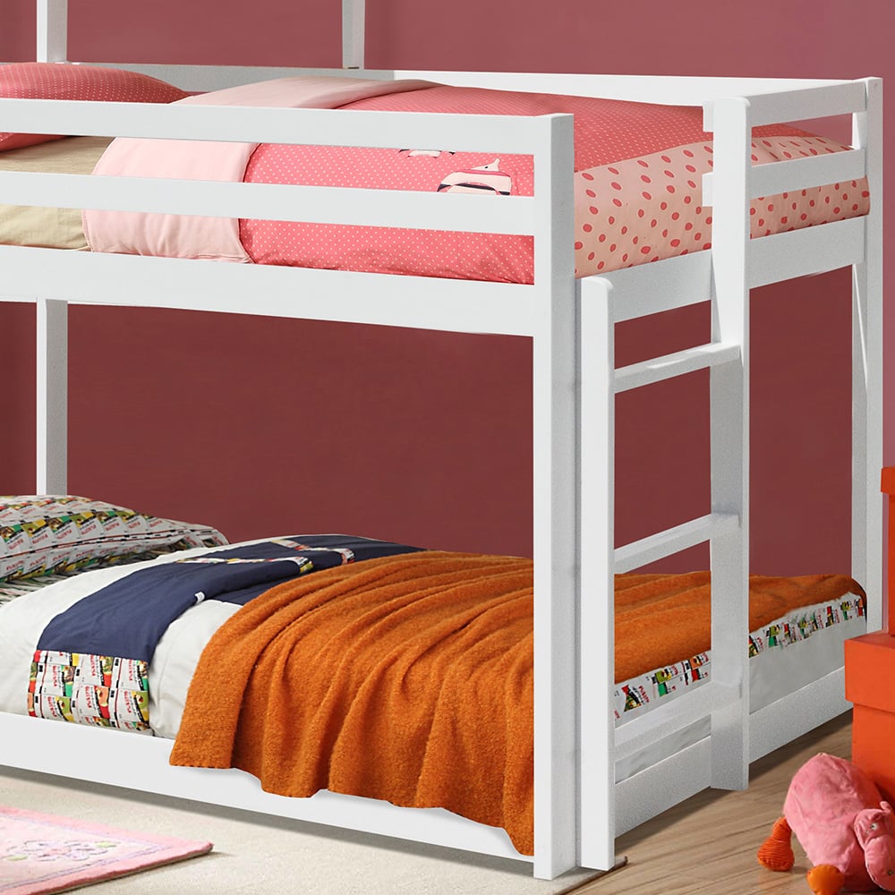 Comfy Living House Style White Wooden Bunk Bed Image 3
