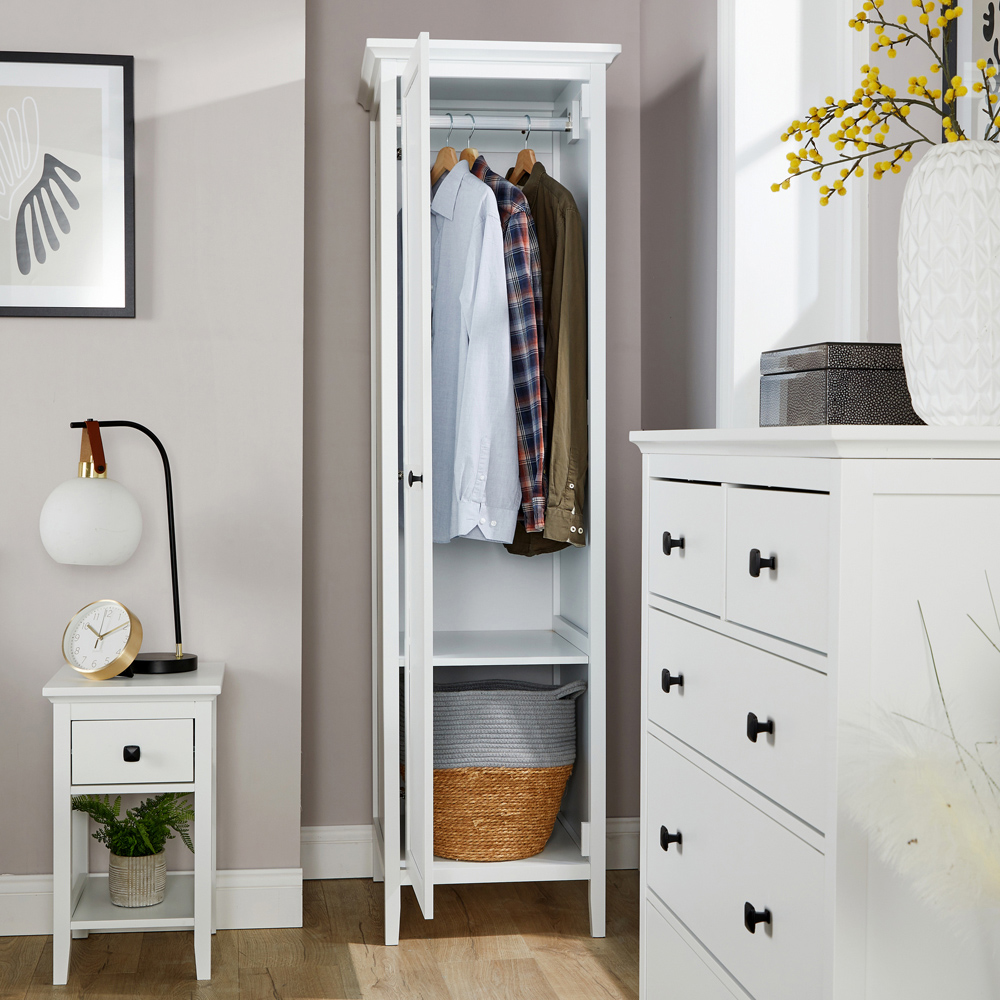 Home Source Belle Vue Single Door White Wardrobe with Hanging Rail Image 6