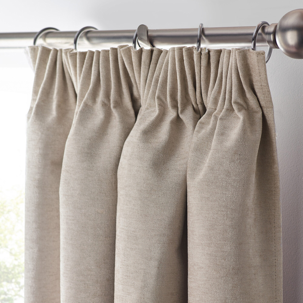 Alan Symonds Cream Chenille Blackout Pencil Pleat Curtains 168cm x 137cm Image 2