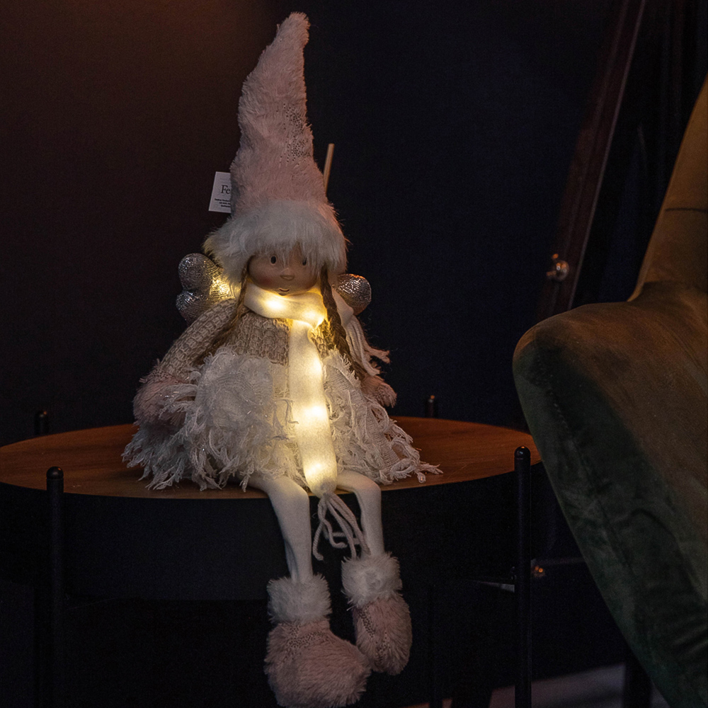 Samuel Alexander Light Up Pink and White Plush Christmas Angel with Dangly Legs Image 6