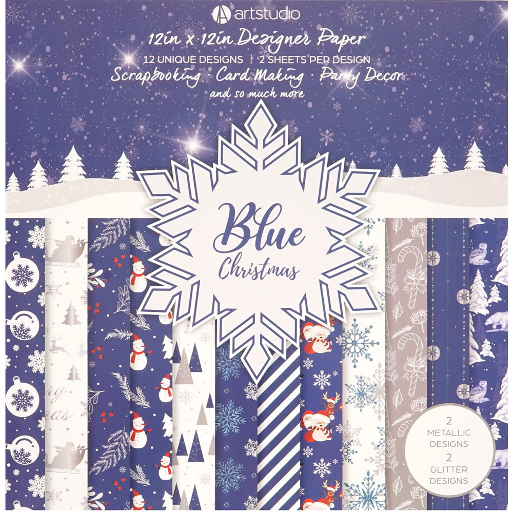 Art Studio Christmas Paper Pack - Blue Christmas Image