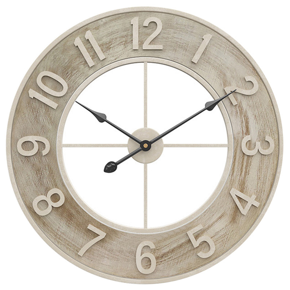 Living and Home Round Metal Wall Clock Image 1