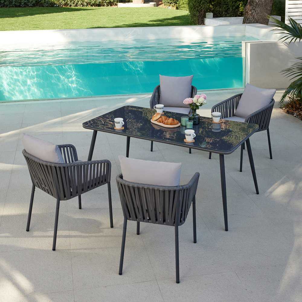 Home Detail Fiji 4 Seater Garden Dining Set Grey Image 6