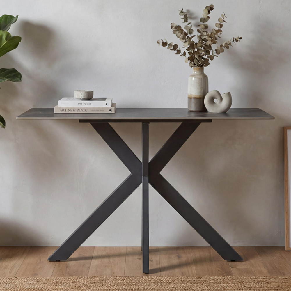 wilko Palermo Grey Marble Ceramic Console Table Image 1