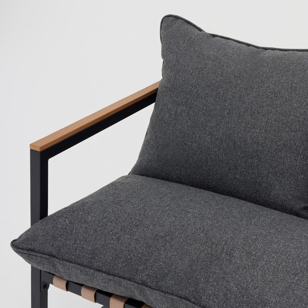 Home Detail Marbella 4 Seater Black Lounge Set with Dark Grey Cushions Image 6