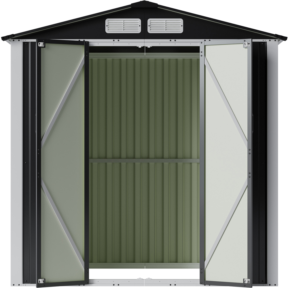 Living and Home 6 x 4ft Black Metal Apex Garden Storage Shed Image 3