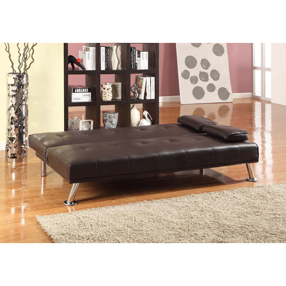 Brooklyn Double Sleeper Brown Faux Leather Italian Sofa Bed Image 2