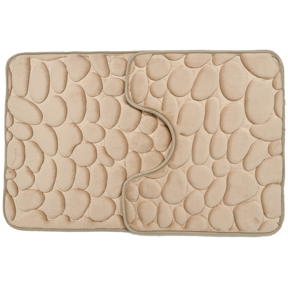 Pebble Bath and Pedestal Mat Set - Beige Image 1