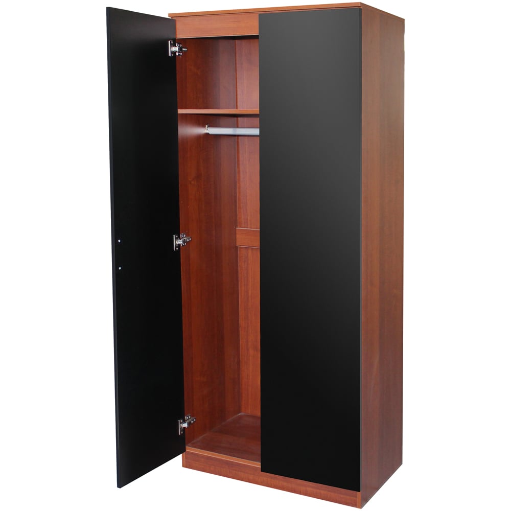 Brooklyn 2 Door Walnut and Black High Gloss Wardrobe Image 3
