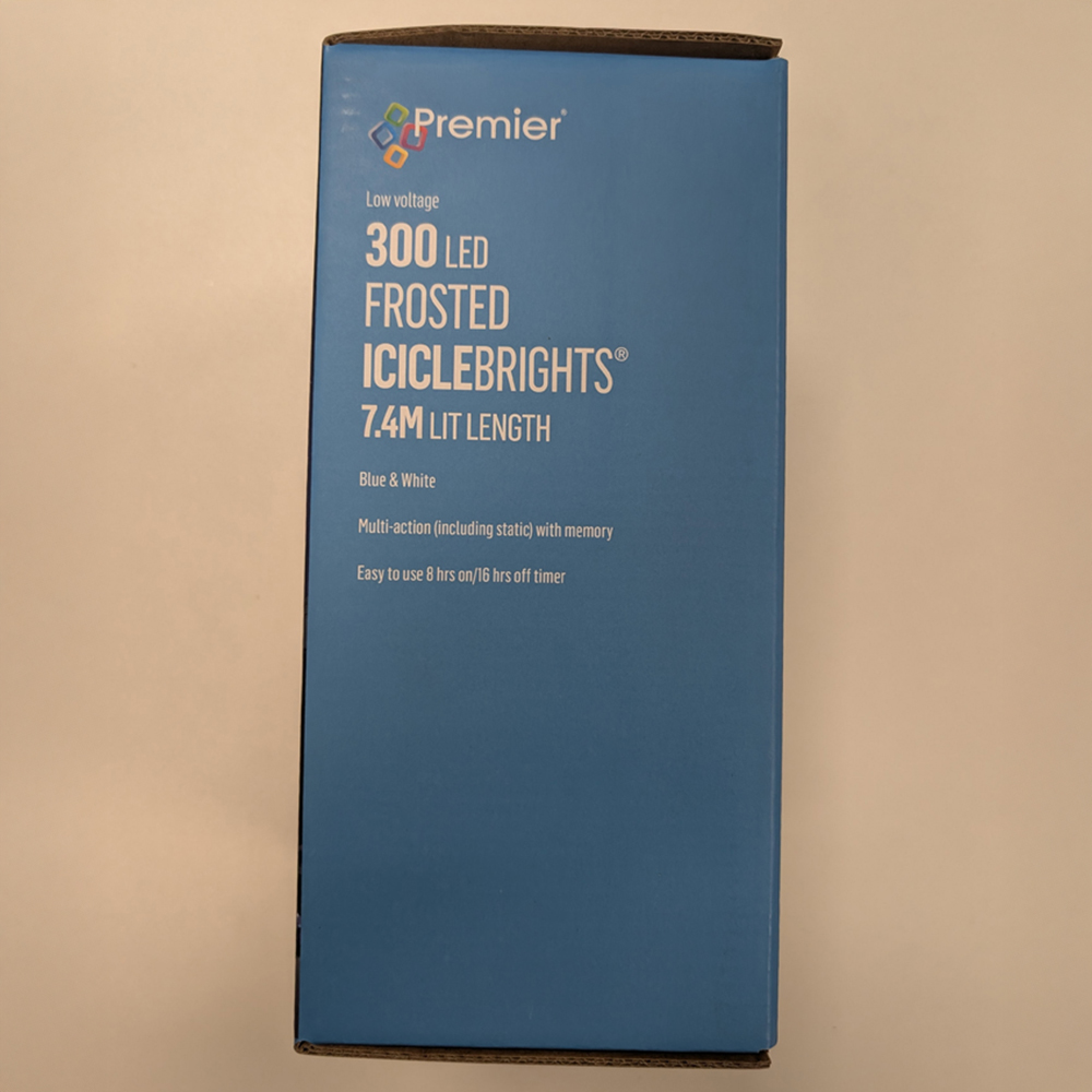Premier IcicleBrights 300 Light Blue and White LED String Light 7.5m Image 6