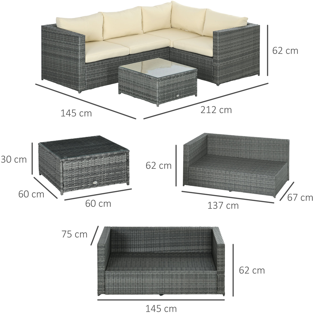 Outsunny 4 Seater Beige Rattan Sofa Lounge Set Image 7