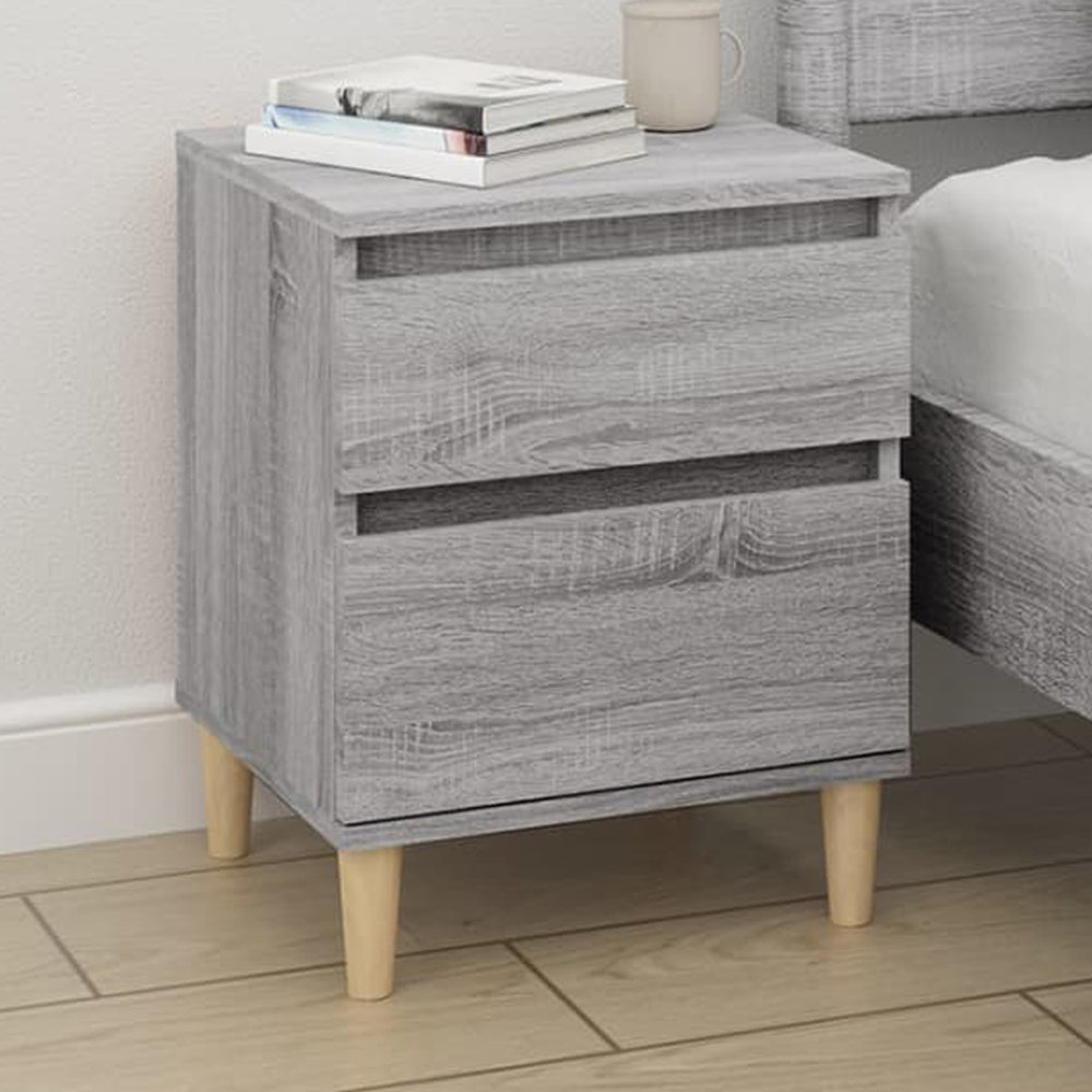 vidaXL Single Drawer Single Door Grey Sonoma Oak Bedside Table Set of 2 Image 1