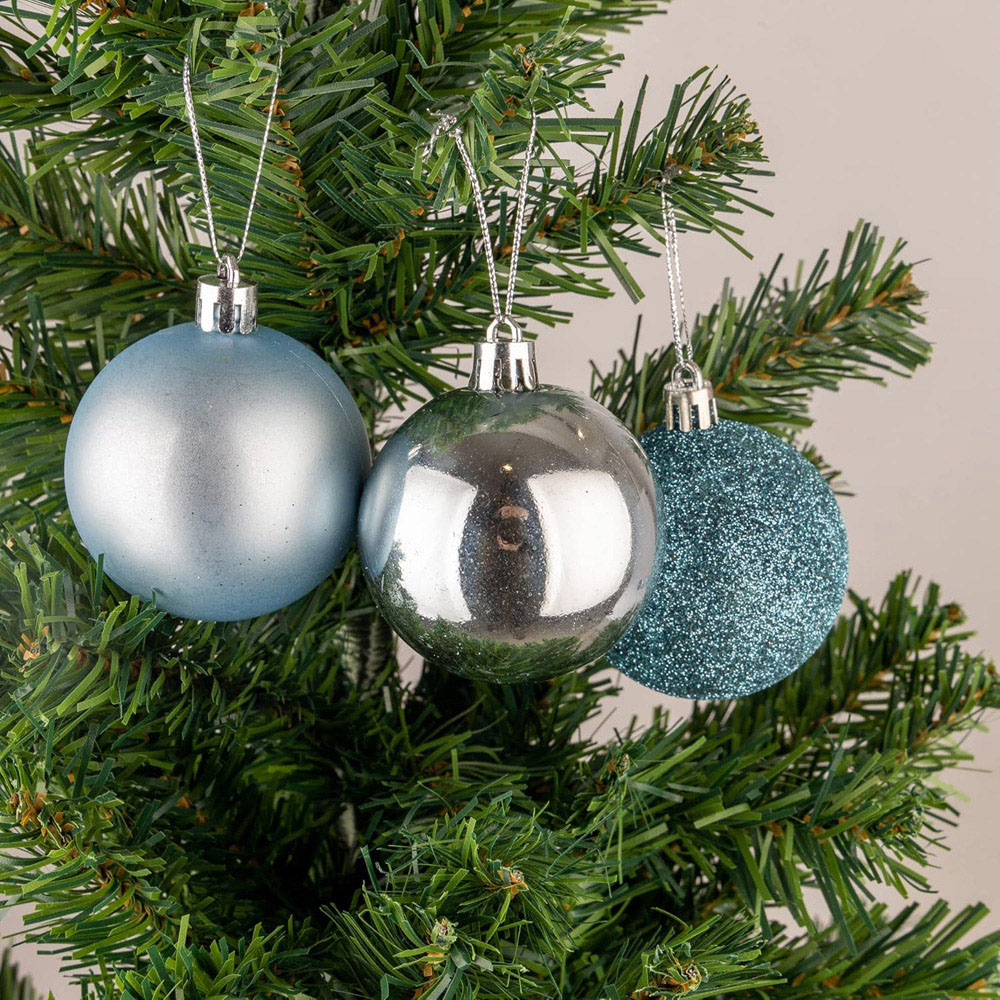 Shatchi 5cm Light Blue Shatterproof Christmas Bauble 18 Pack Image 4