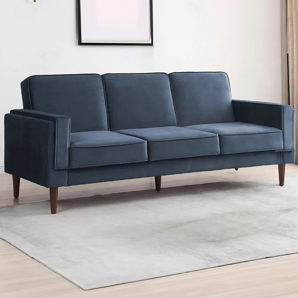 Asher 3 Seater Ink Velvet Sofa Bed Image 1