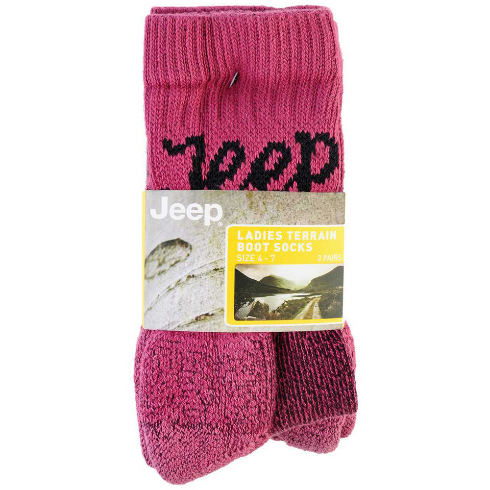 Ladies Jeep Terrain Socks Pack - Pink Image 1