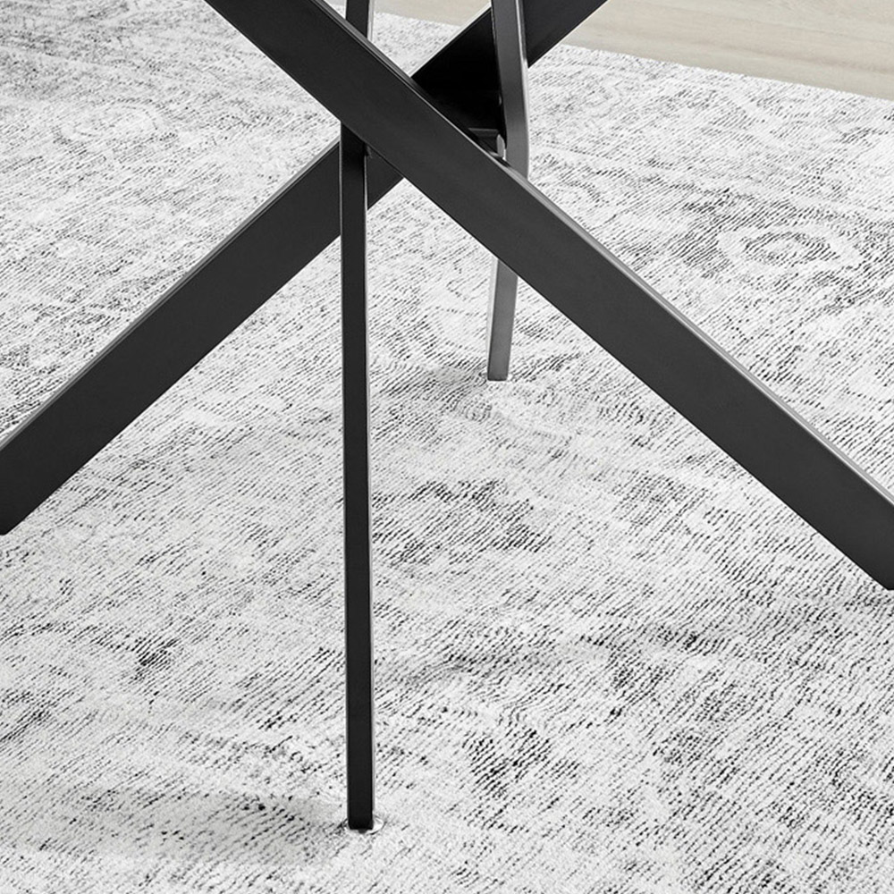 Furniturebox Arona Solara 6 Seater Round Dining Set White Gloss Black and Grey Image 7