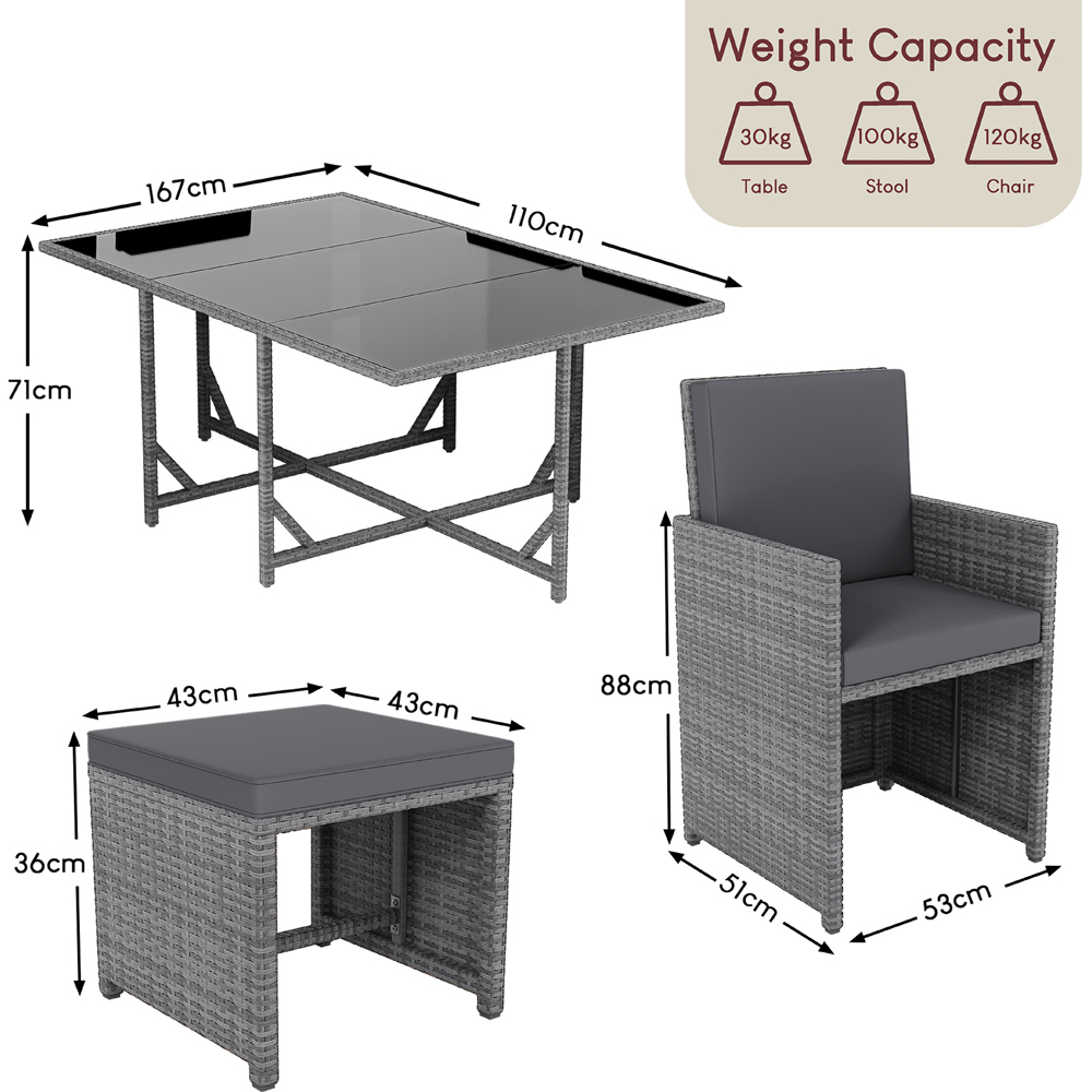 GARDEN VIDA Cuba 10 Seater Grey PE Rattan Garden Dining Set with Cover Image 9