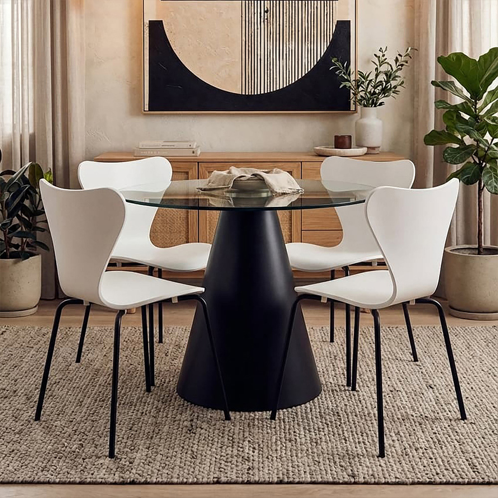 Premier Housewares Laila White Seat and Black Legs Dining Chair Image 3