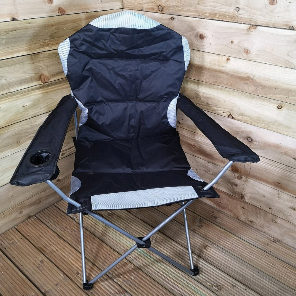 Samuel Alexander Black Luxury Padded Folding Camping Chair Image 2