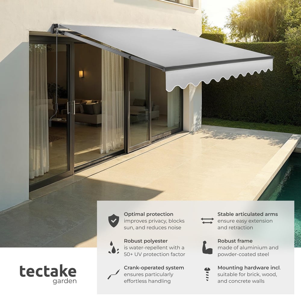 tectake Ornella Light Grey Retractable Awning 2.5 x 2m Image 6