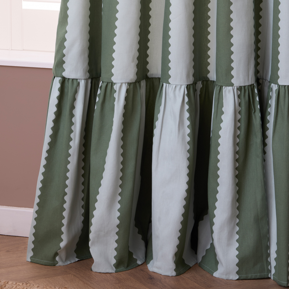 Furn Birdie Bay Green and Mist Stripe Cotton Fully Lined Pencil Pleat Curtains 168 x 229cm Image 3