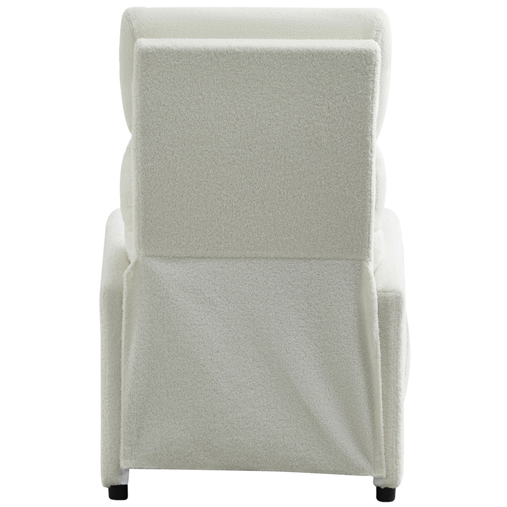 Teddy Fabric Cream and White Recliner Pushback Adjustable Arm Chair Image 3
