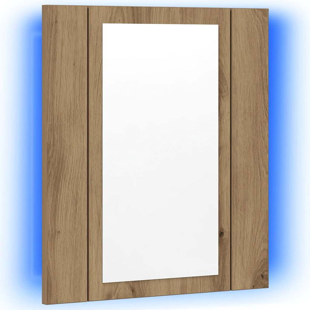 vidaXL Single Door Artisan Oak LED Bathroom Mirror Cabinet Image 3