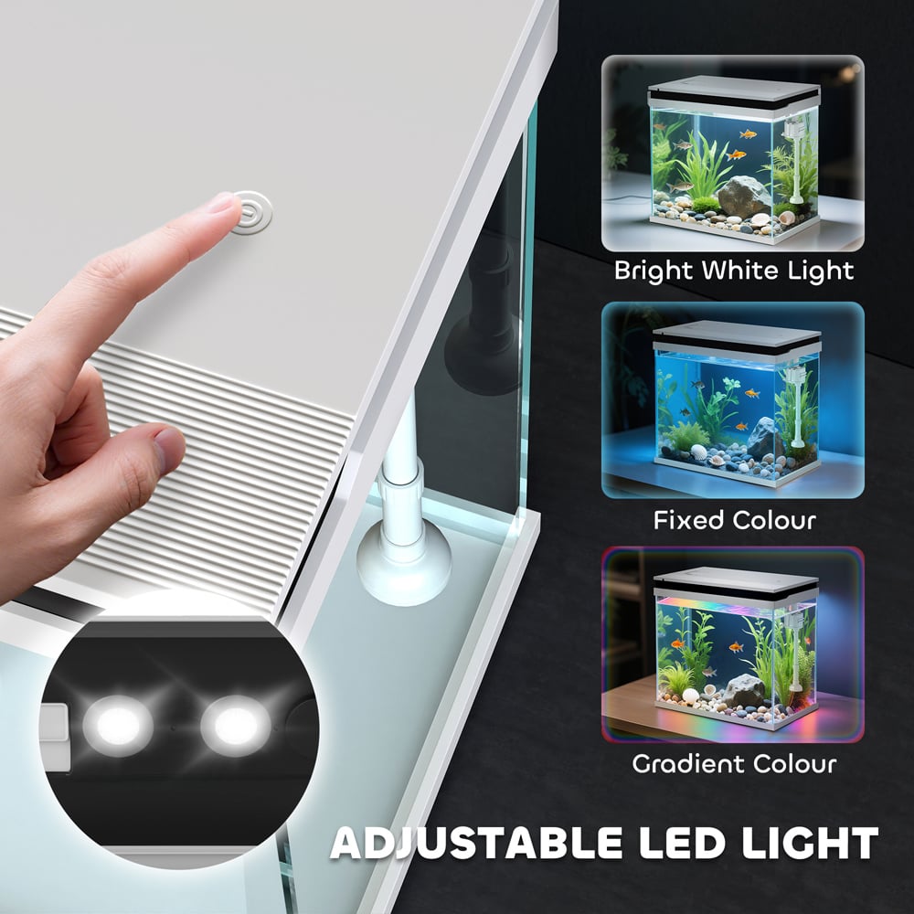 PawHut White LED Fish Tank with Filter System and Water Pump 26L Image 6
