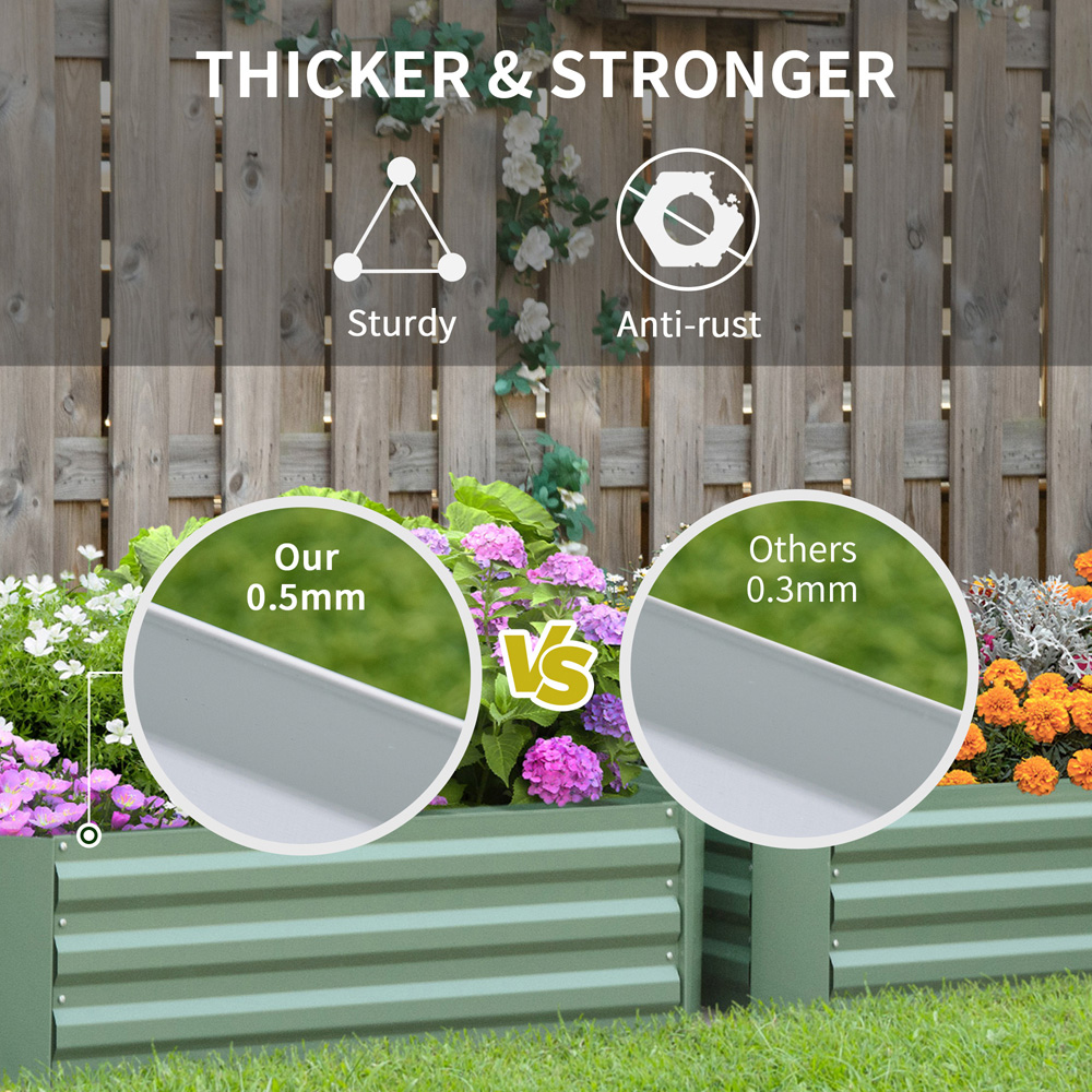 Outsunny Green Galvanised Steel Easy Setup Raised Garden Bed Planter 2 Pack Image 6