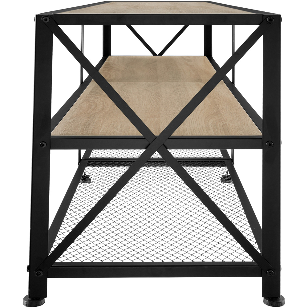 tectake 3 Shelf Light Wooden and Steel Rustic TV Stand Image 4