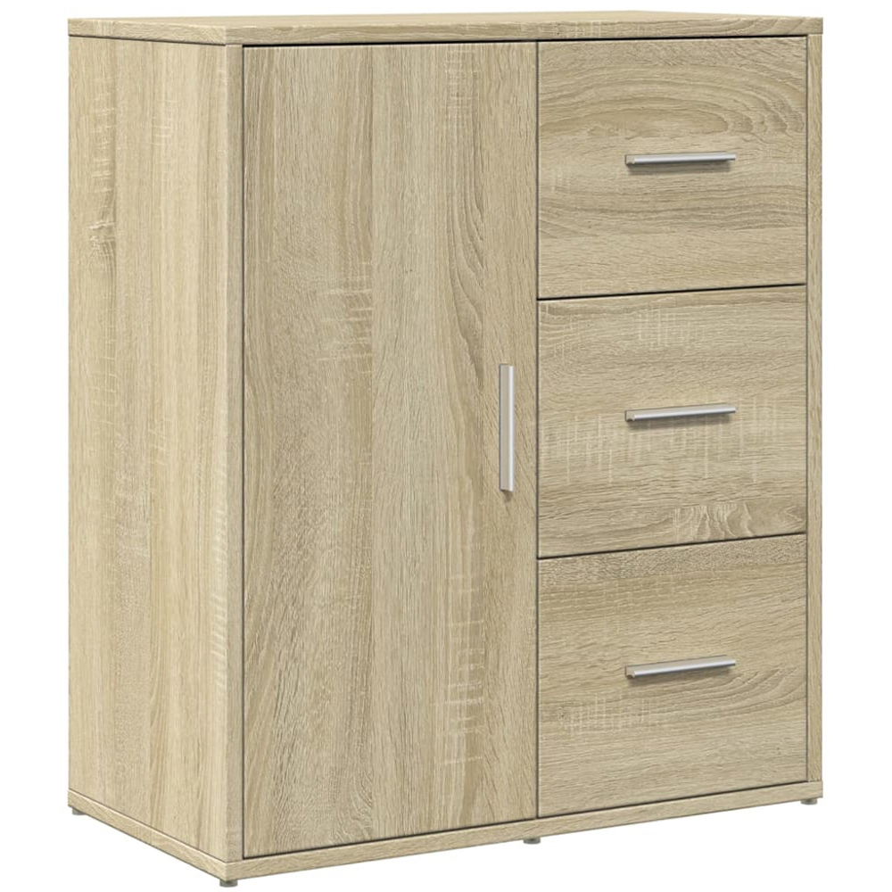 vidaXL Single Door 3 Drawer Sonoma Oak Sideboard Set of 2 Image 3