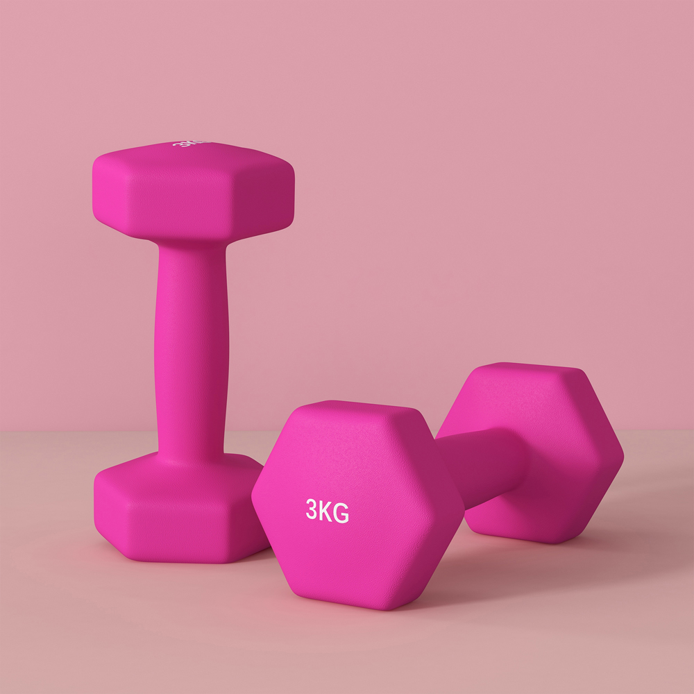 SPORTNOW Pink Hexagonal Non Slip Grip Dumbbell Set 3kg 2 Pack Image 3
