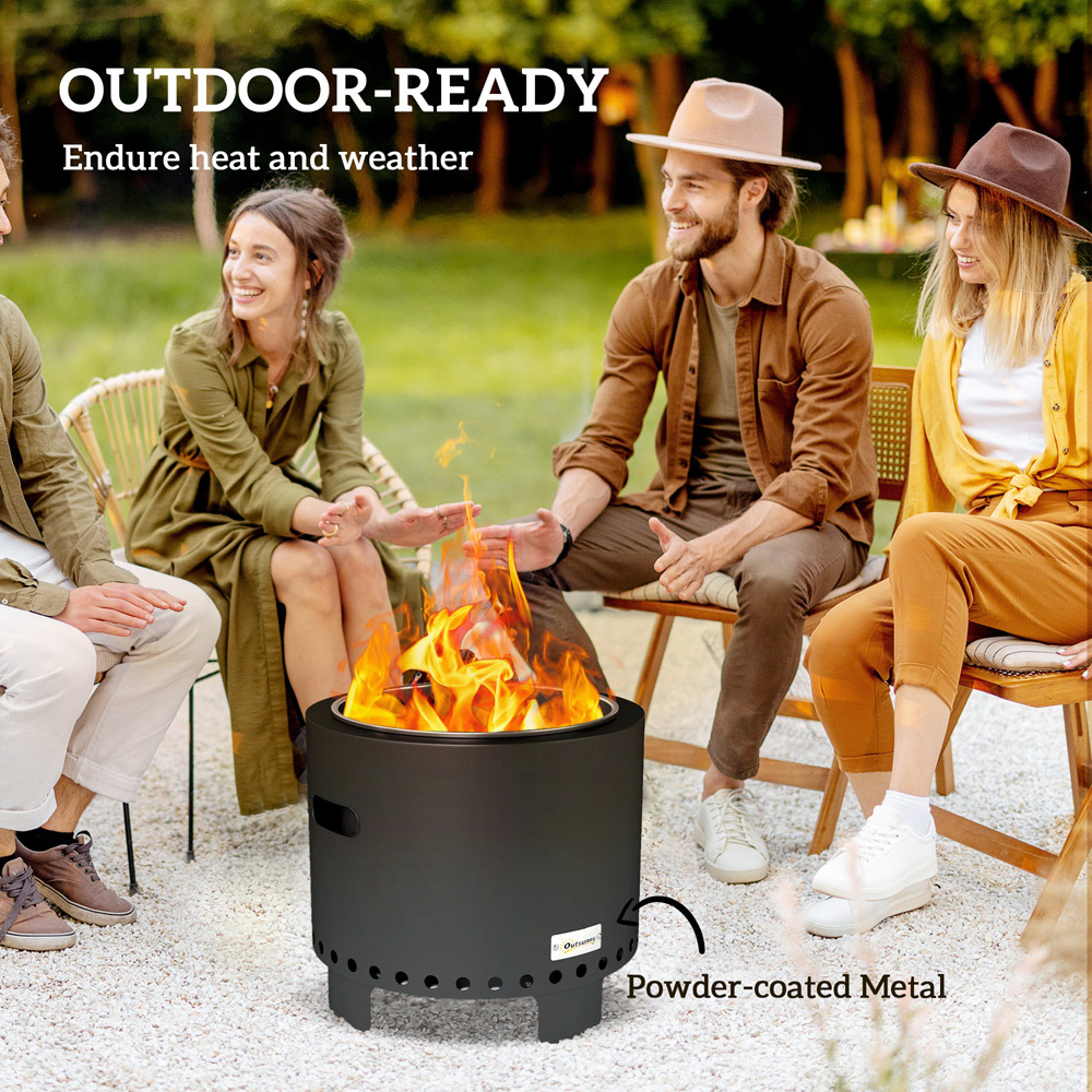 Outsunny Dark Grey Metal Smokeless Wood Burning Firepit 45cm Image 5