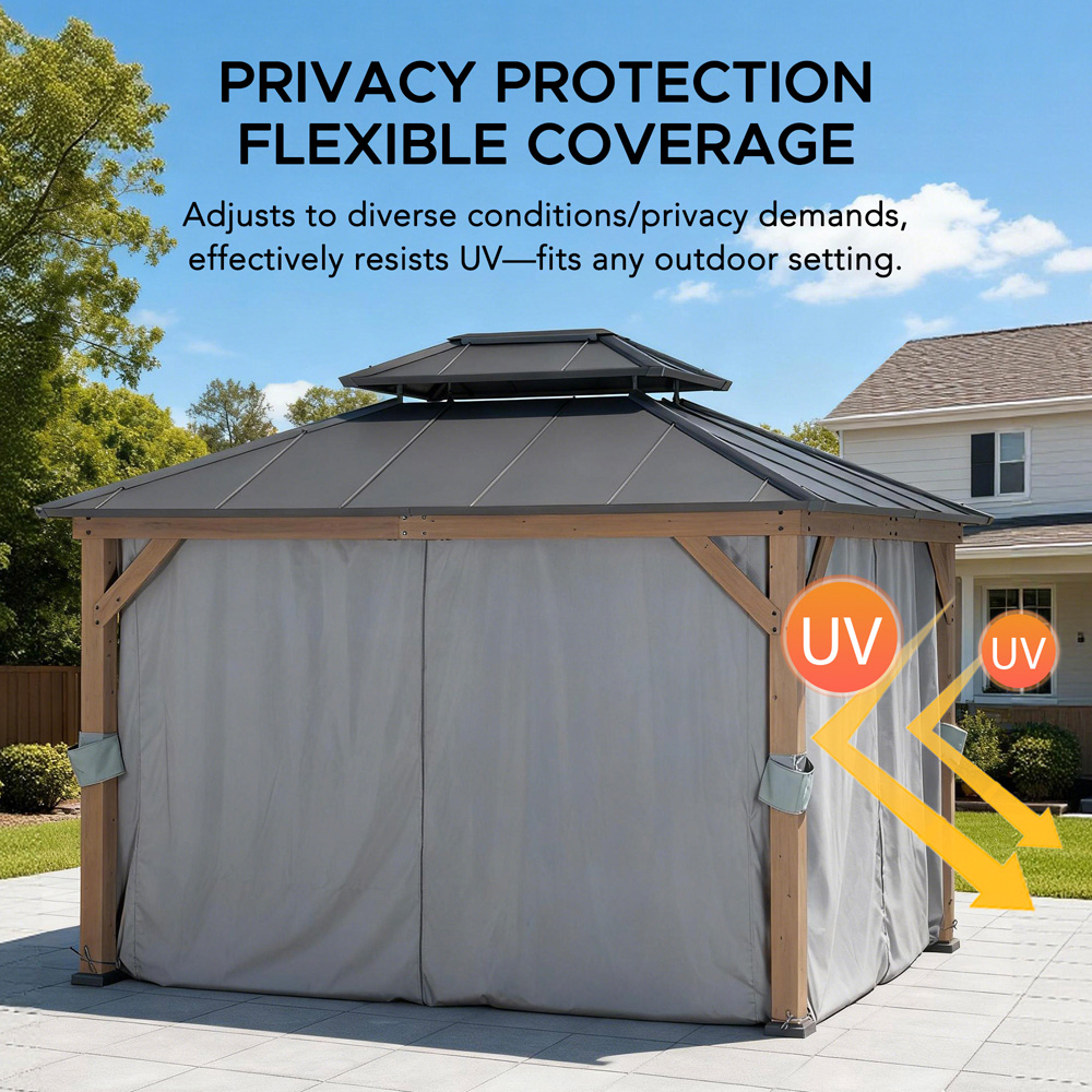 Sunjoy 3 x 3.6m Accessory Curtain for Cedar Wooden Gazebo (Gazebo Not Include) Image 3
