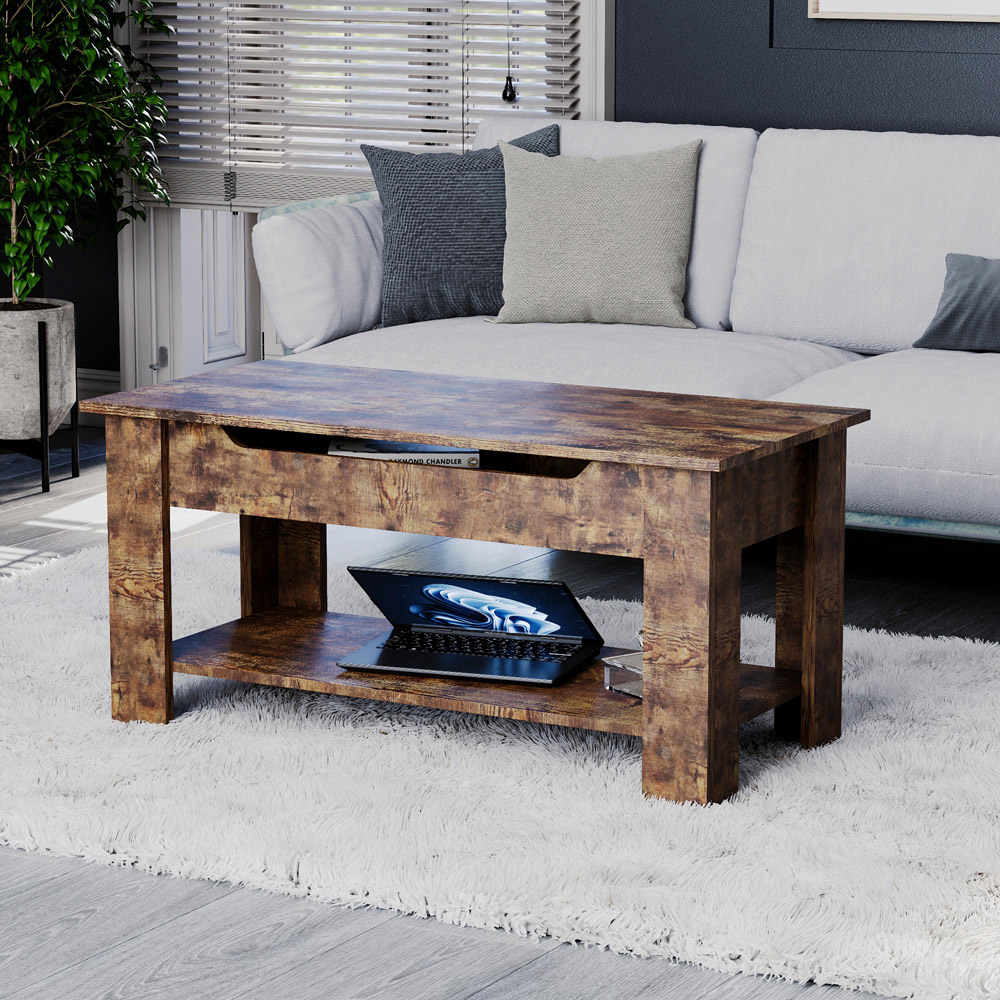 Vida Designs Dark Wood Lift Up Coffee Table Image 8