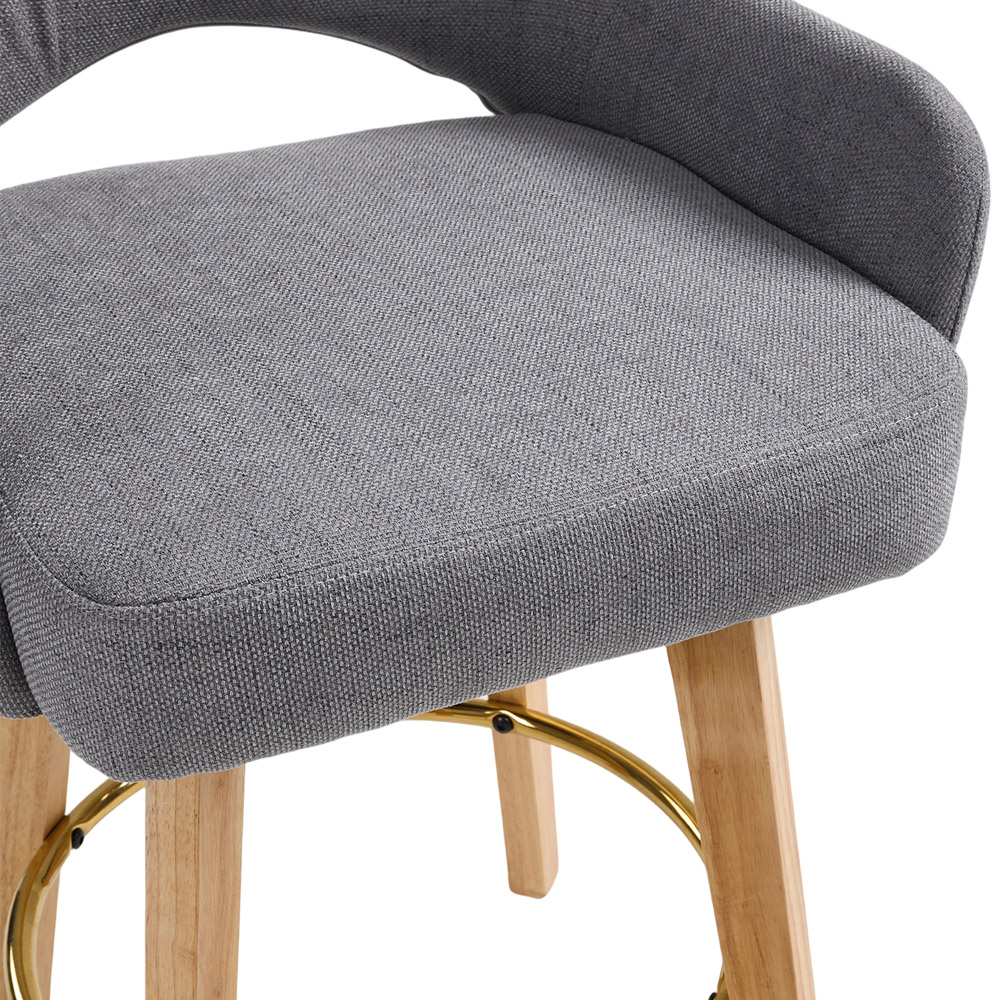 Living and Home Grey Chenille Swivel Bar Stool with Footrest Set of 2 Image 5