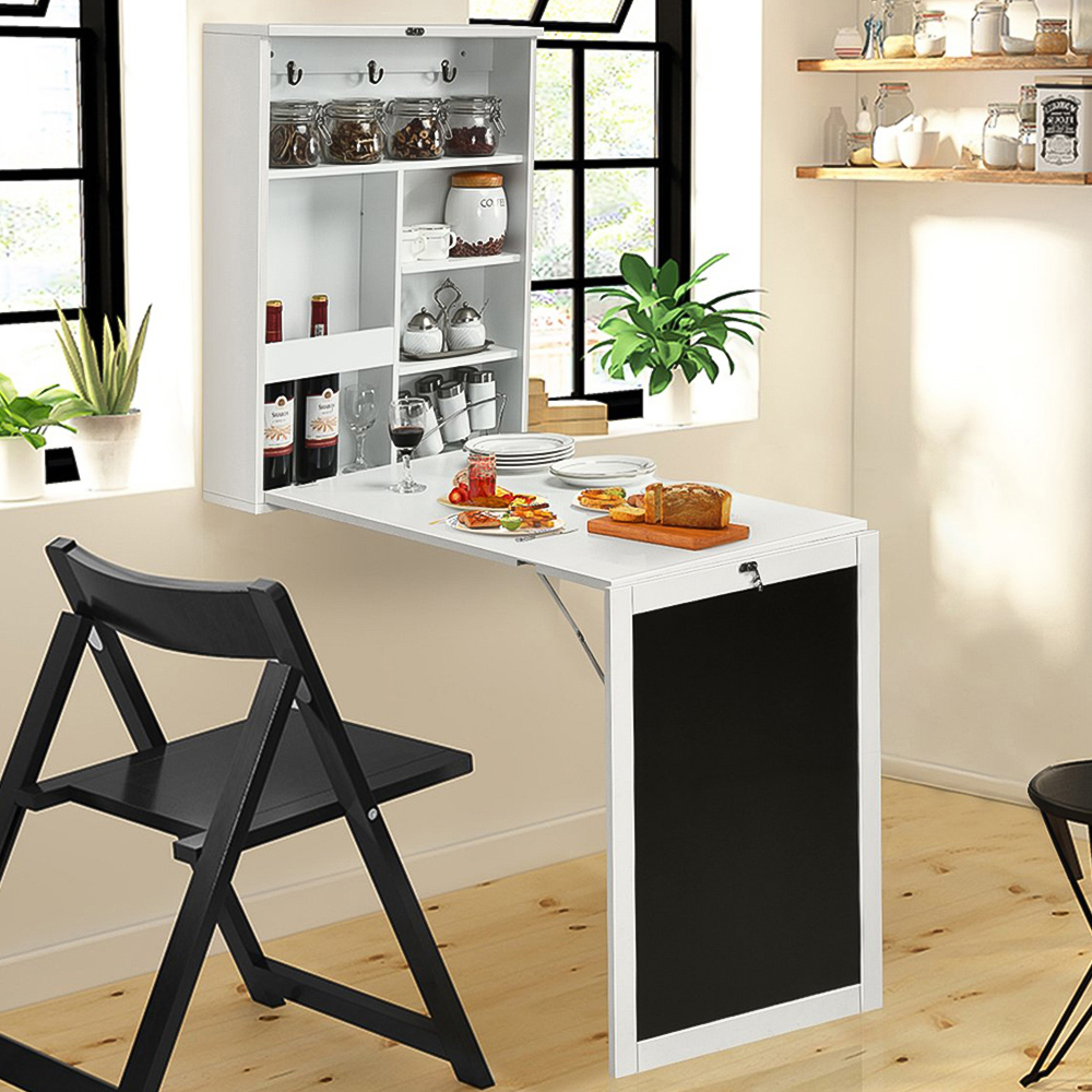 Costway 6 Shelf Wall Mounted Foldable Desk White Image 1