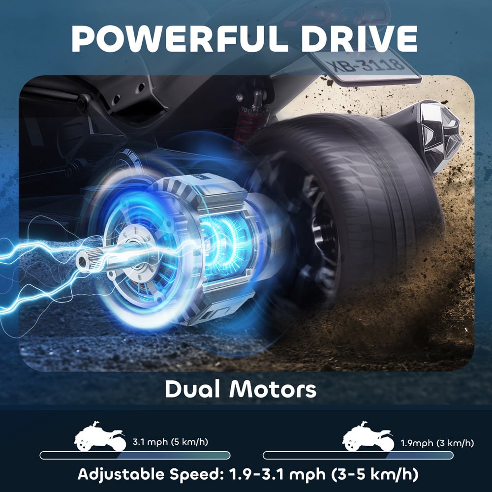 AIYAPLAY Kids Black Ride On Electric ATV Quad Bike 12V Image 4