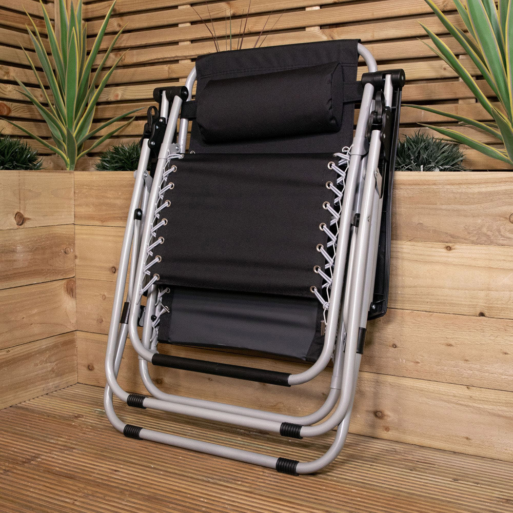 Samuel Alexander Black and Silver Multi Position Garden Sun Lounger Image 4