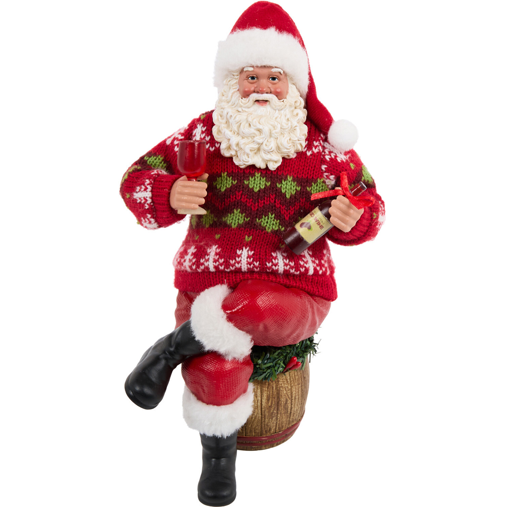 Christmas Barrel Sitting Santa Decoration Image 2